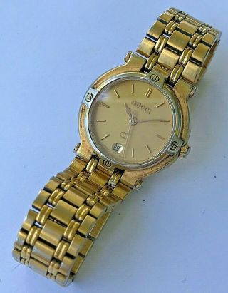 Vintage Gucci Ladies Gold Plated Quartz Watch With Date,  Quickset,  Ref.  9200l