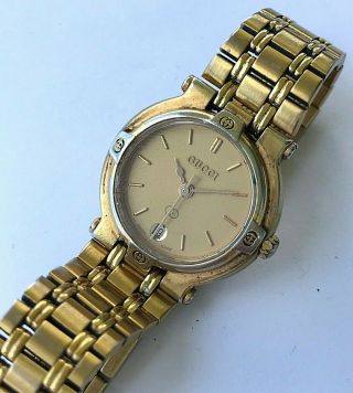 Vintage Gucci ladies gold plated quartz watch with date,  quickset,  ref.  9200L 2
