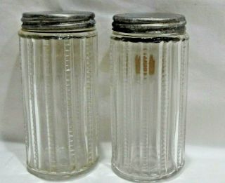 Antique Hoosier Cabinet 2 Zipper Pattern Spice Jars With Lids