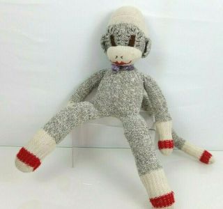 Vintage Sock Monkey Plush Doll Handmade Collectible Embroidered Great Lips 18 "