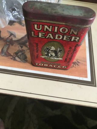 Antique Vintage Union Leader Smoking Tobacco Metal Tobacco Tin Trial Package 3