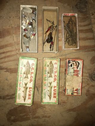 Vintage C.  C.  B.  Co.  Lure Boxes With Assorted Lures And Hooks