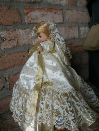 Vintage Madame Alexander Doll Holiday Trimmings Tree Topper Christmas Angel Gold 3