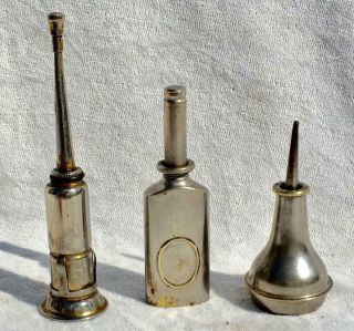 3 X Antique / Vintage Oilers Oil Cans / Bottles For Motorbikes & Bicycles