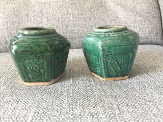 Antique Chinese Ginger Jars Green 4”