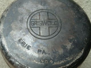 Antique Griswold Erie No 8 Cast Iron Skillet 704 A Nickel? Made In Usa