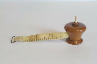 Mid - 19th C.  Treen Ware Wooden Miniature Tape Measure