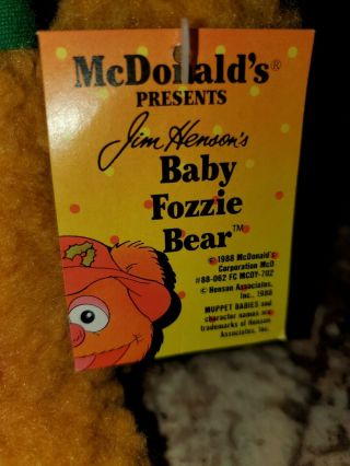 Baby Miss Piggy And Baby Fozzie Bear McDonalds - Jim Henson ' s Tag Plush 1988 3