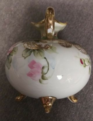 Antique Nippon White Porcelain Vase Pink Roses  7