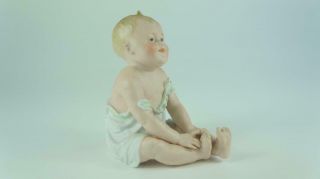 Antique Heubach German Bisque Porcelain Piano Baby Child Figurine