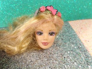 Barbie Doll Head 1991 W/ Butterfly Head Band.  Big Eyes.