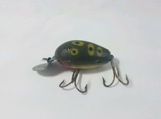 Vintage Wooden Frog Fishing Lure With Glass Eyes