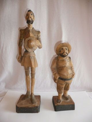 Vintage Wooden Hand Carved Don Quixote & Sancho Panza Figures
