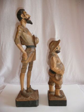 Vintage Wooden Hand Carved Don Quixote & Sancho Panza Figures 2