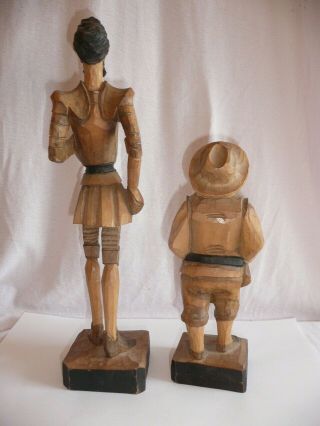 Vintage Wooden Hand Carved Don Quixote & Sancho Panza Figures 3