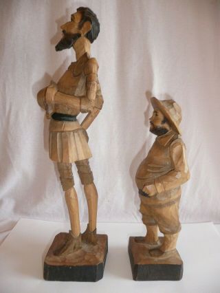 Vintage Wooden Hand Carved Don Quixote & Sancho Panza Figures 4
