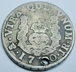1770 Jr Spanish Potosi Silver 1 Reales Piece Of 8 Real Old Antique Treasure Coin