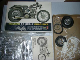 Vintage 1/8 Scale 1964 Revell Triumph Drag Bike Model Kit Inoriginal Box