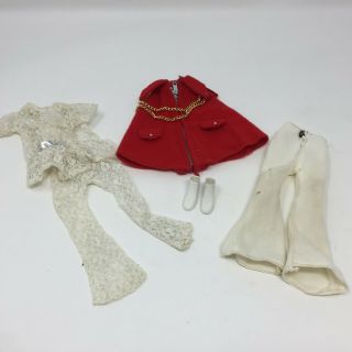 Vtg Mego Maddie Mod Doll Generation Gap Red Cape Cloak With White Pants & Boots