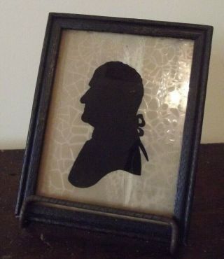 Antique Victorian Miniature Silhouette Portrait Gentleman 19thc