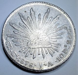 Mexico 1878 Go Ja Silver 8 Reales Antique Currency Money Large Dollar Size Coin