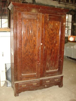 Antique Oak Wardrobe - For Restoration - Warehouse - Many Items