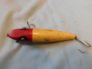 Vintage Wooden Freshwater Fishing Lure By Paw,  Paw Red & White Décor