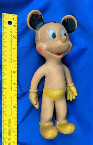 10 " Sun Rubber Co Mickey Mouse Squak Toy Walt Disney Vtg Antique 100
