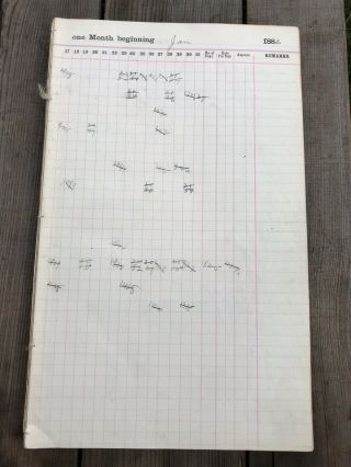 Antique 1886 Ledger Book Pages Workman’s Time Book Handwritten