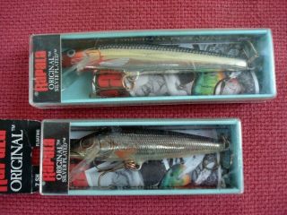 Rapala Fish Lures Pair (2) Silver Plated,  In Boxes,  9v Vampire,  7 Sh Shiner