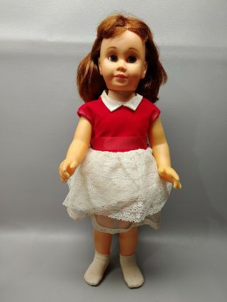 Vintage Mattel Chatty Cathy Doll 20 " Brunette Blue Eyes Red Dress