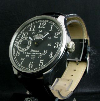 DOXA Antique WWII Era Rare Steel Large Wristwatch Metal Dial U - BOOT LOHS KIEL 2