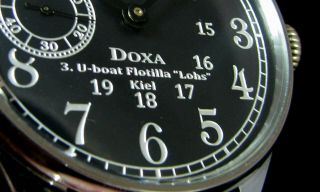 DOXA Antique WWII Era Rare Steel Large Wristwatch Metal Dial U - BOOT LOHS KIEL 3