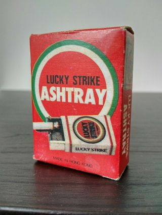 Antique Lucky Strike Portable Tobacco Ashtray Tin & Filters Box