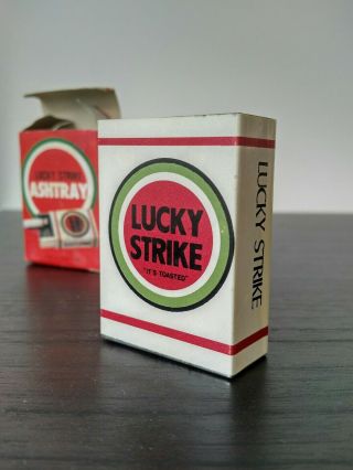 ANTIQUE LUCKY STRIKE PORTABLE TOBACCO ASHTRAY TIN & FILTERS BOX 2