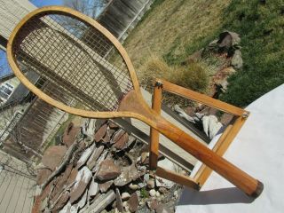 circa 1910 ANTIQUE WOOD TENNIS RACKET RARE IN THIS WELL PRESERVED 4