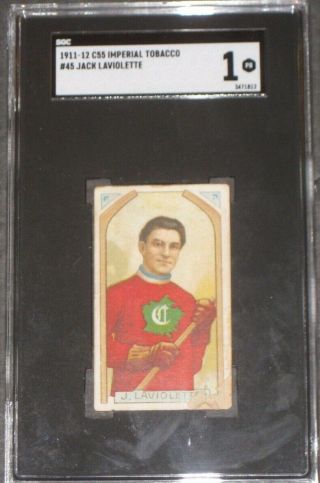 1911 C55 Imperial Tobacco Jack Laviolette Hockey Card Sgc 1 Pr Antique 45