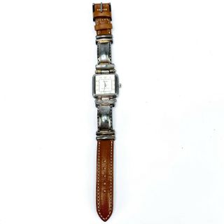Vintage Ecclissi Sterling Silver & Leather Strap Square Face Watch