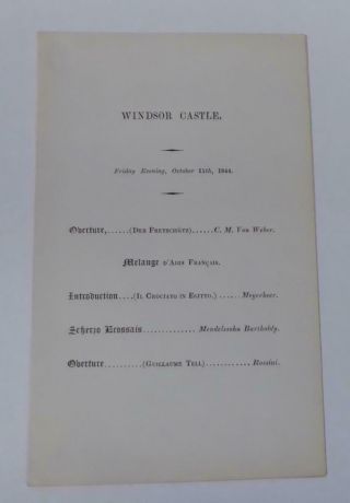 Antique Classical Music Concert Programme At Windsor Castle October 11th 1844