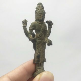 Antique Asia China Khmer Bronze Buddha Statue Figure Buddhism weapon Old Relic 3