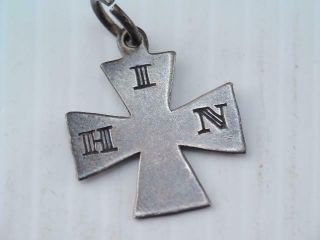Antique Victorian Sterling Silver Ihn Religious Cross Pendant 1886 $9.  99