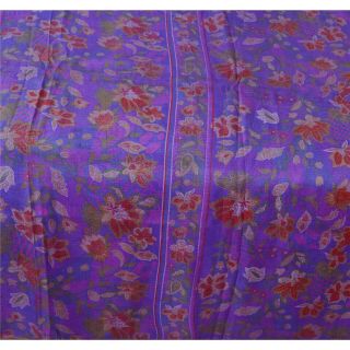 Sanskriti Vintage Blue Saree 100 Pure Silk Printed Sari 5 Yd Fabric Decor Craft 4