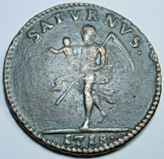 Sweden 1718 1 Daler Saturn Antique Old Swedish Coin
