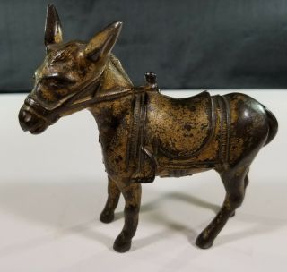 Antique Cast Iron Donkey Burro Still Bank 4 1/4 " Tall
