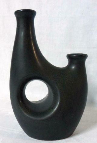 Eames Loewy Era Mid Century Modern Uhl Art Pottery Biomorphic Vase Charcoal