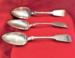 Rare Antique R & W Wilson Large Coin Silver Serving Spoons 180gr Phila.  Pa.  1825