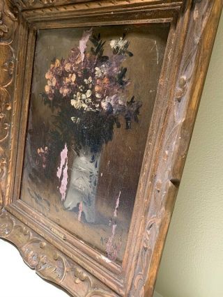 Alfred Rouby Antique French Floral Oil Painting (1849 - 1909) RARE MASTERPIECE 1/1 6