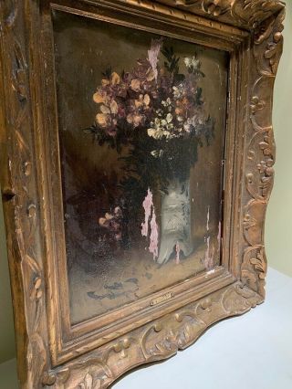 Alfred Rouby Antique French Floral Oil Painting (1849 - 1909) RARE MASTERPIECE 1/1 7