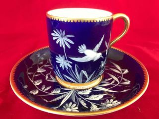 Fine Antique Minton / Moore Pat Sur Pat Porcelain Cup And Saucer.  5.