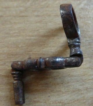 Rare 18c Early Antique Steel Pocket Watch Crank Key